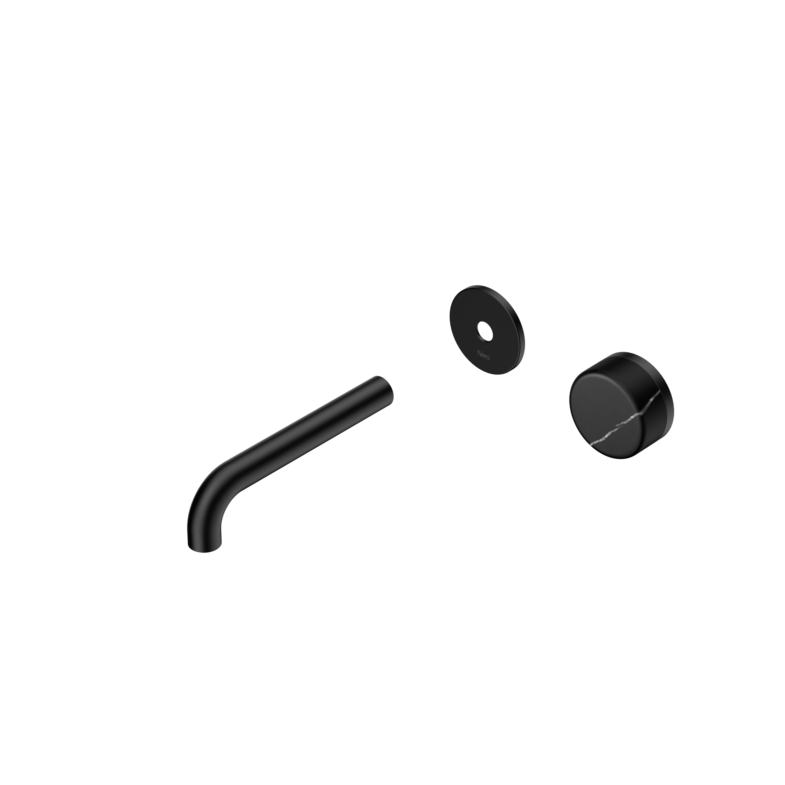 Serenity Progressive Wall Basin Mixer 160mm Spout With Marquina Black Handle Trim Kit Only Matte Black