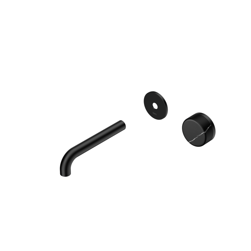 Serenity Progressive Wall Basin Mixer 160mm Spout With Marquina Black Handle Trim Kit Only Matte Black