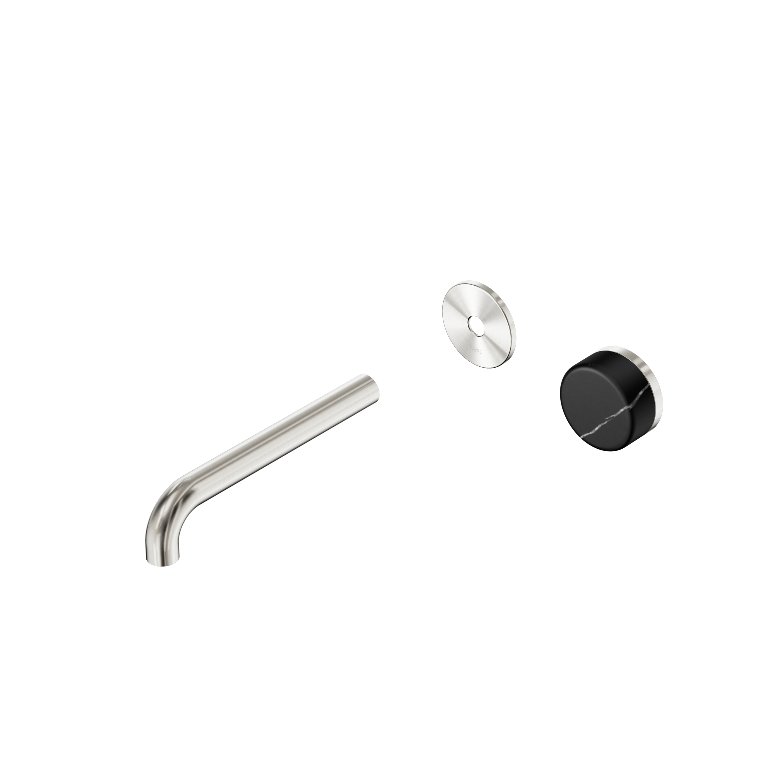 Serenity Progressive Wall Basin Mixer 185mm Spout With Marquina Black Handle Trim Kit Only Brushed Nickel