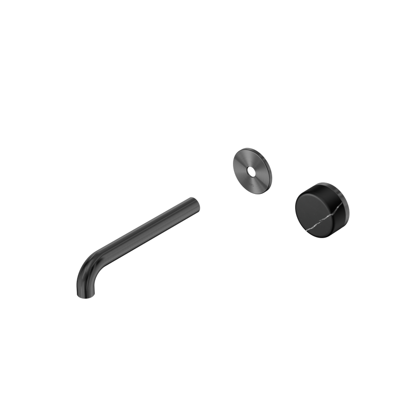 Serenity Progressive Wall Basin Mixer 185mm Spout With Marquina Black Handle Trim Kit Only Gun Metal