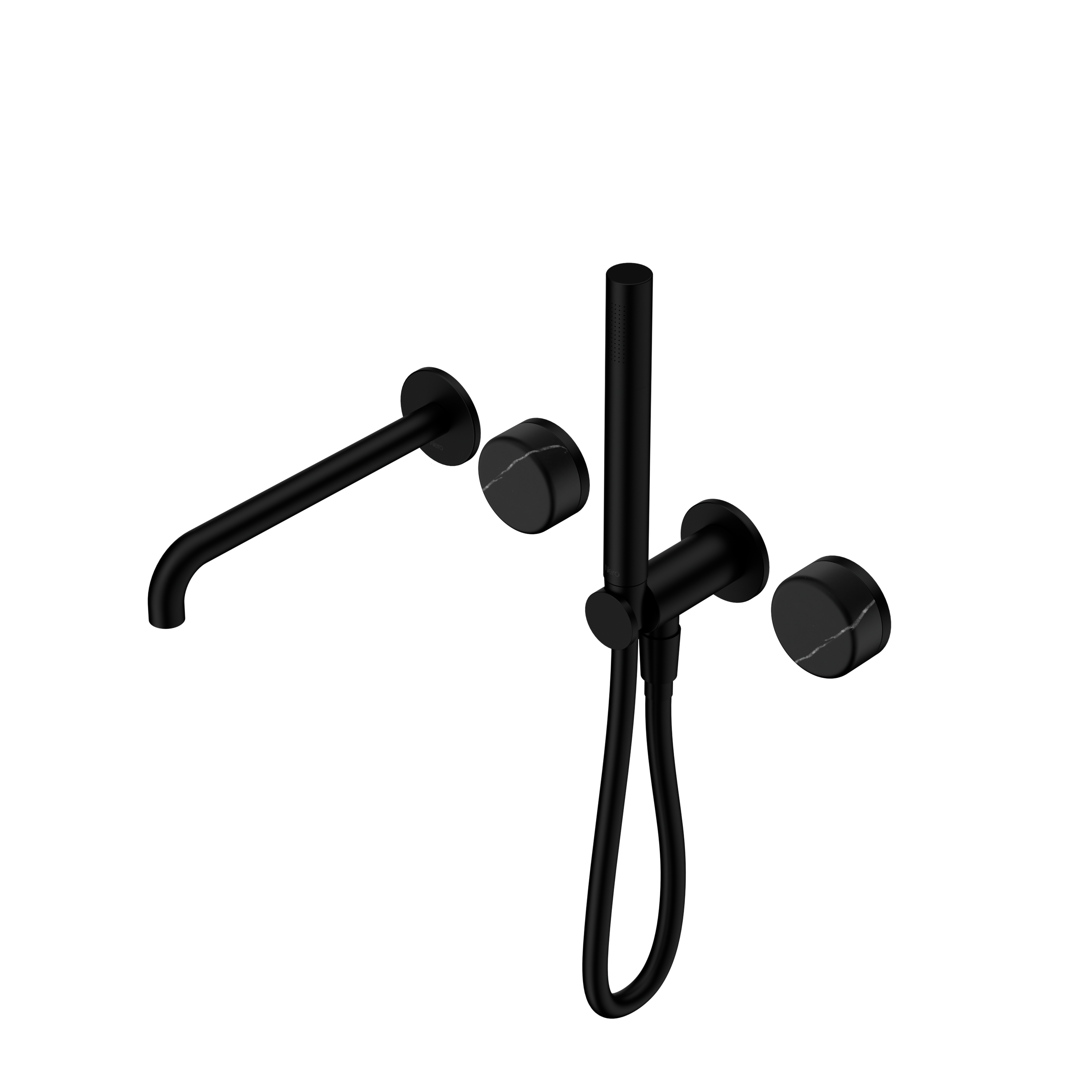 Serenity Progressive Shower System With Spout With Marquina Black Handle And Slim Shower Matte Black
