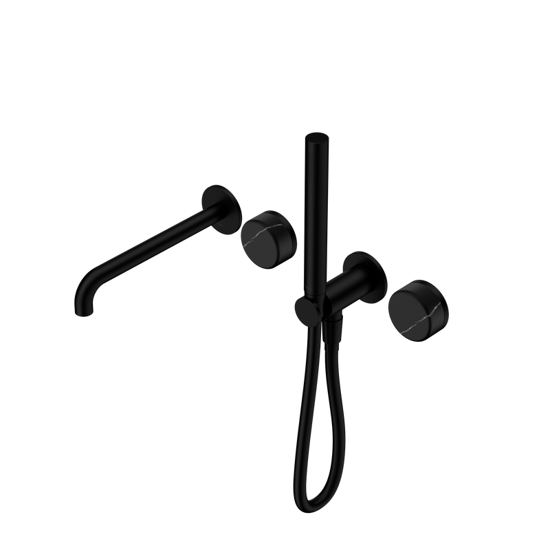 Serenity Progressive Shower System With Spout With Marquina Black Handle And Slim Shower Matte Black