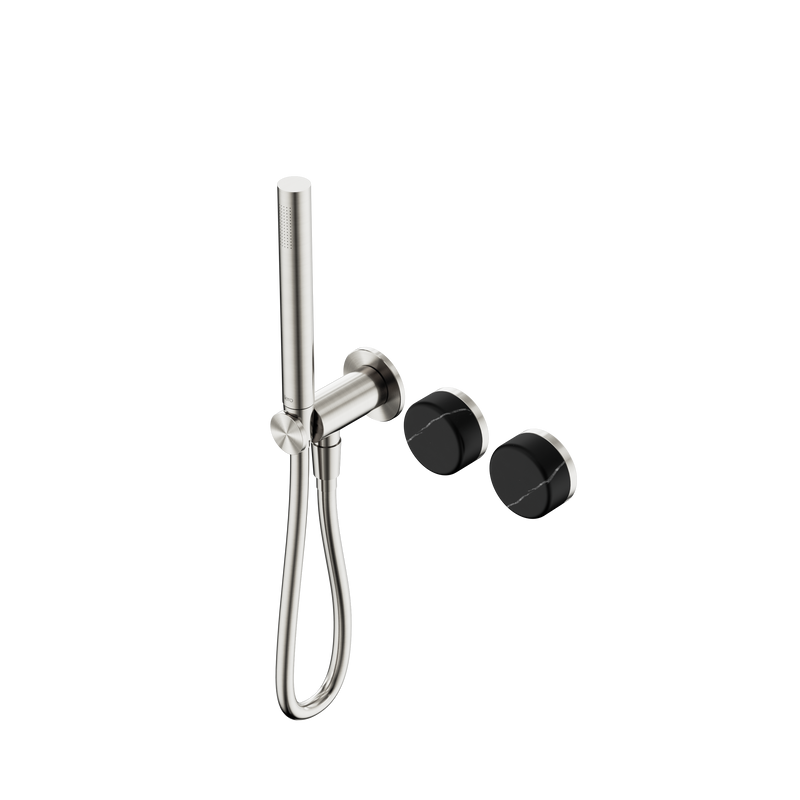 Serenity Progressive Shower System With Marquina Black Handle And Slim Shower Brushed Nickel