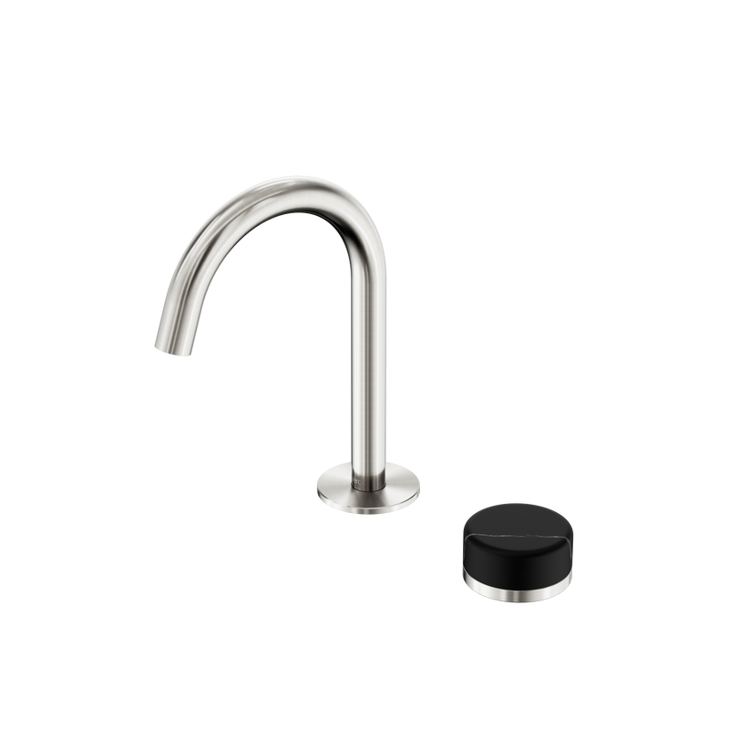 Serenity Progressive Basin Mixer Arc Spout With Marquina Black Handle Brushed Nickel