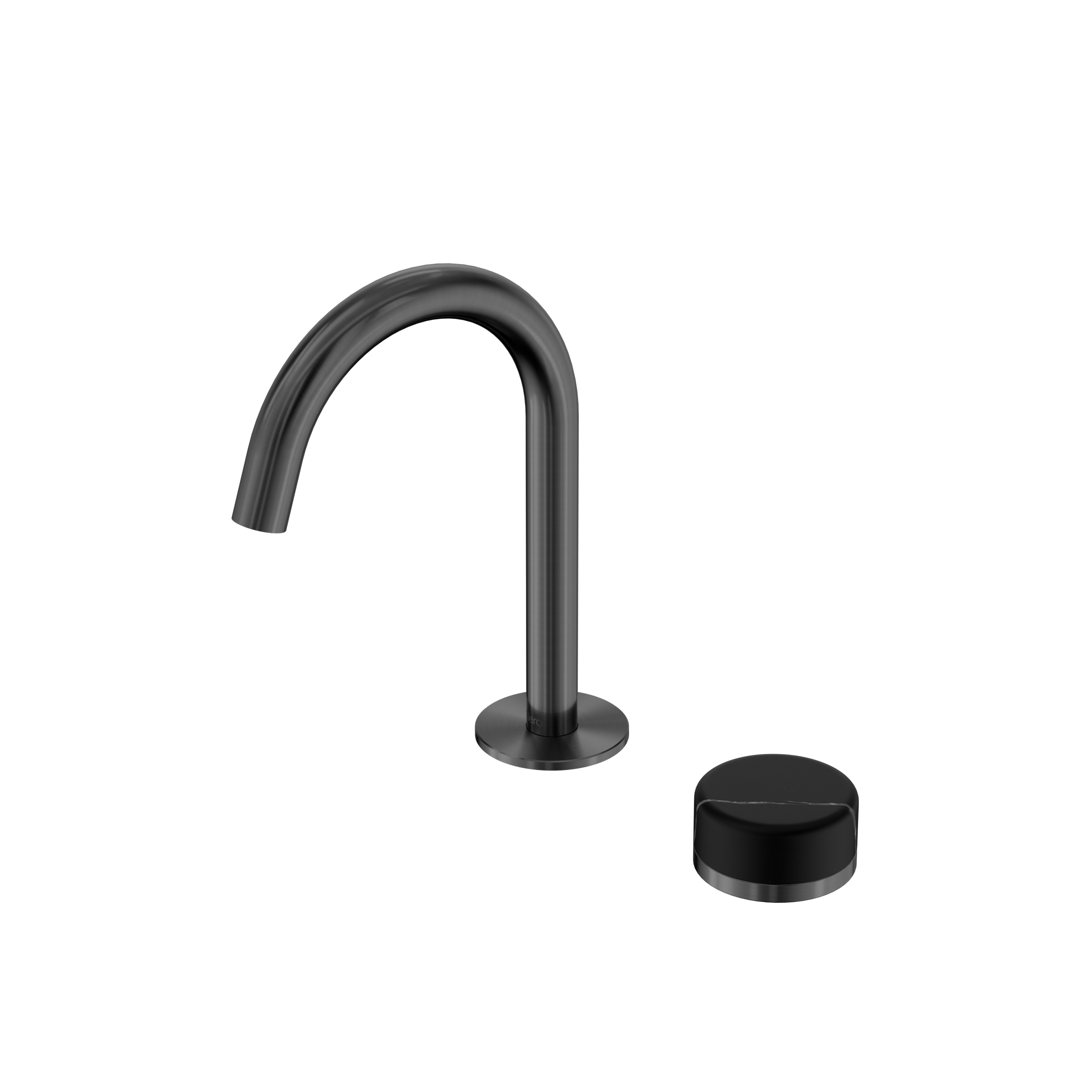 Serenity Progressive Basin Mixer Arc Spout With Marquina Black Handle Gun Metal