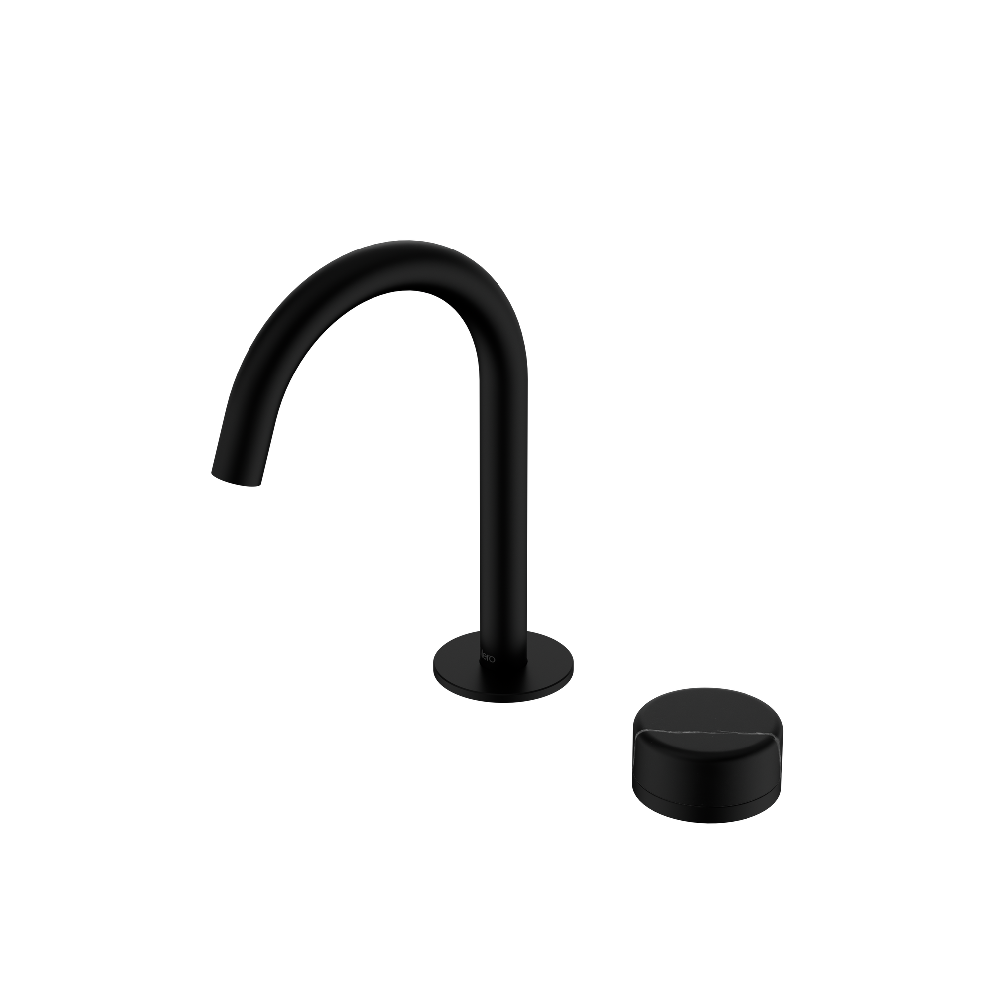 Serenity Progressive Basin Mixer Arc Spout With Marquina Black Handle Matte Black