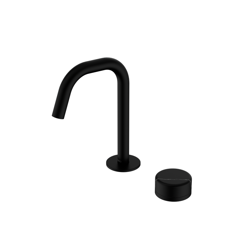 Serenity Progressive Basin Mixer Edge Spout With Marquina Black Handle Matte Black