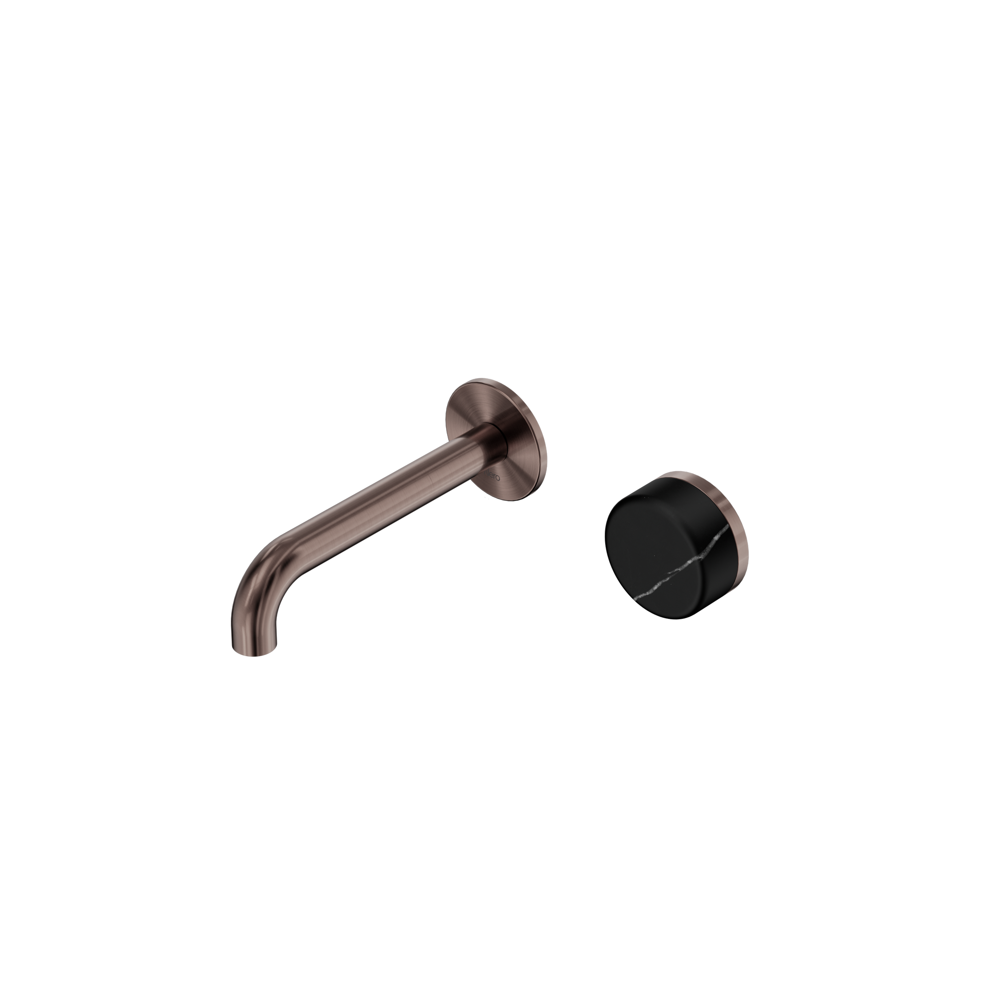 Serenity Progressive Wall Basin Mixer 160mm Spout With Marquina Black Handle Brushed Bronze