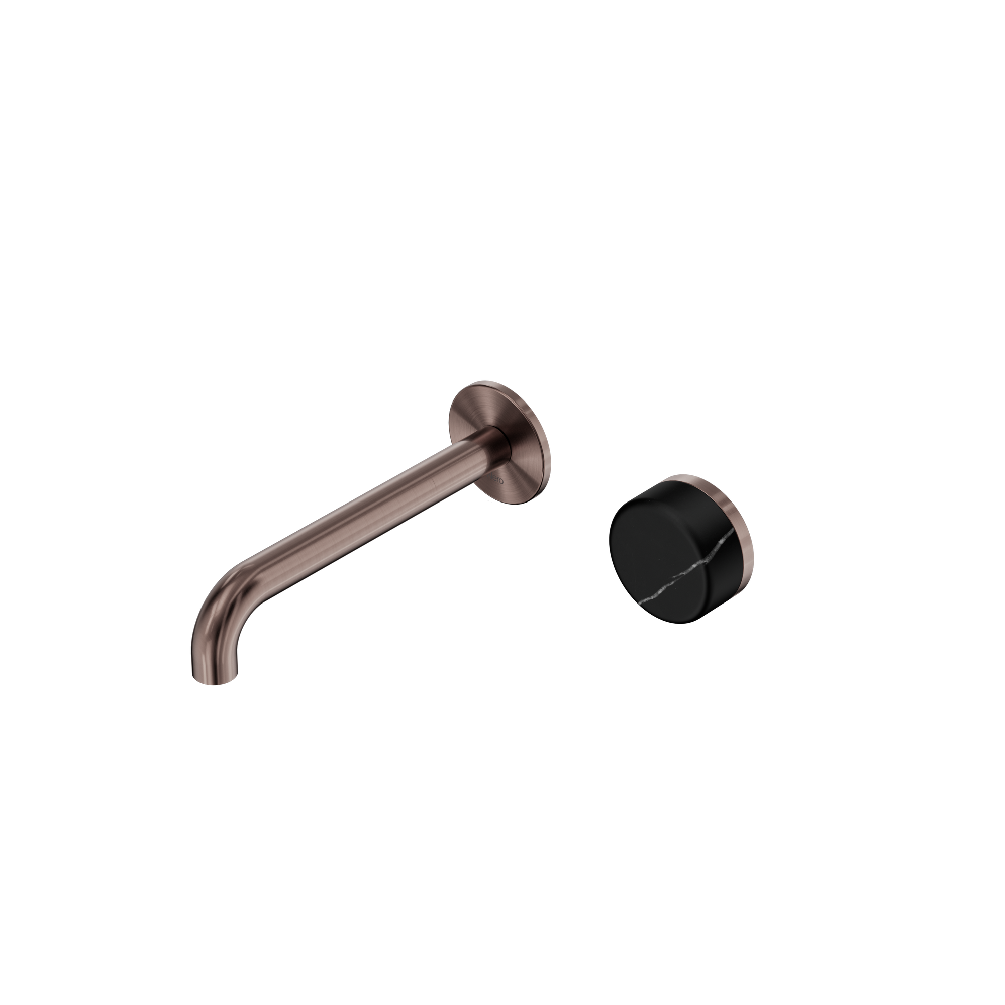Serenity Progressive Wall Basin Mixer 185mm Spout With Marquina Black Handle Brushed Bronze