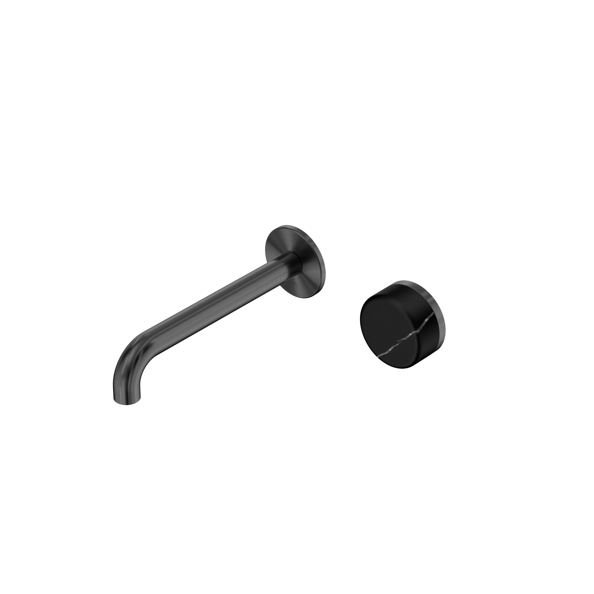 Serenity Progressive Wall Basin Mixer 185mm Spout With Marquina Black Handle Gun Metal
