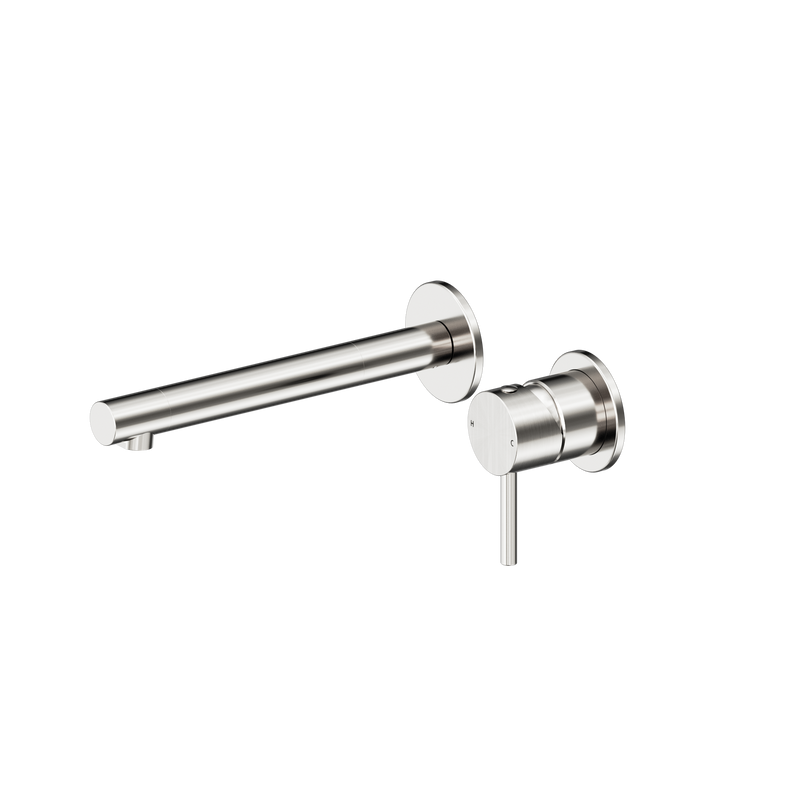 Dolce II Wall Basin/Bath Mixer Separate Back Plate Brushed Nickel