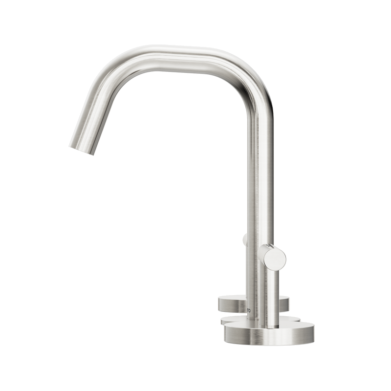 Mecca Lever Basin Set Edge Spout Brushed Nickel