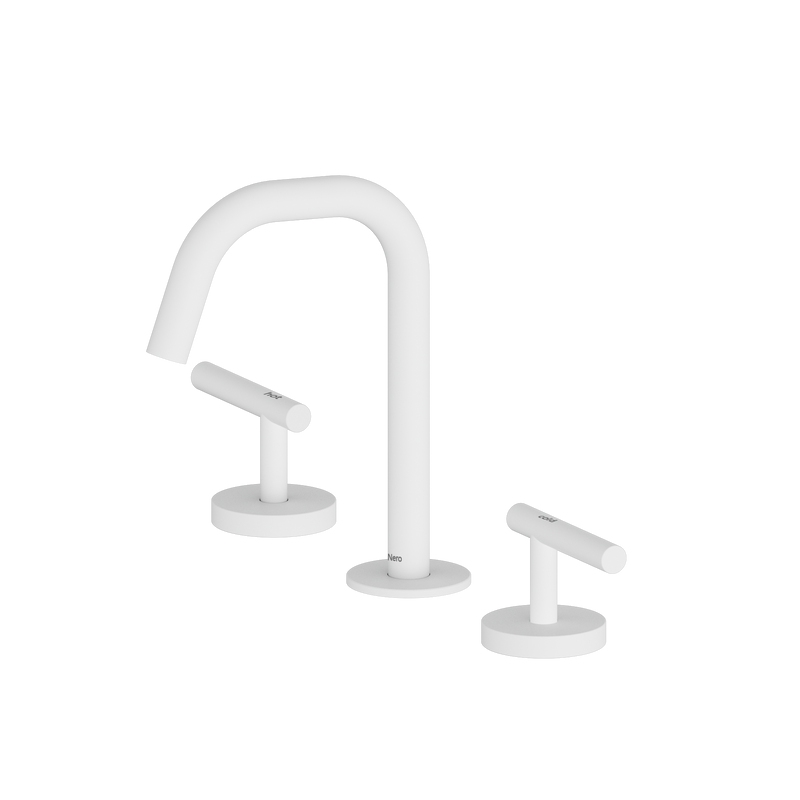 Mecca Lever Basin Set Edge Spout Matte White