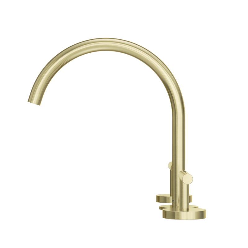 Mecca Lever Bath/Kitchen Set Arc Spout Brushed Gold