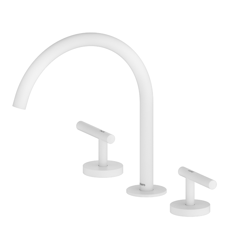 Mecca Lever Bath/Kitchen Set Arc Spout Matte White