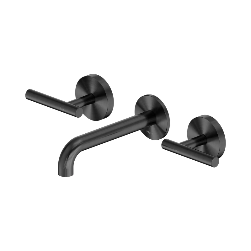 Mecca Lever Wall Basin/Bath Set 160mm Spout Gun Metal