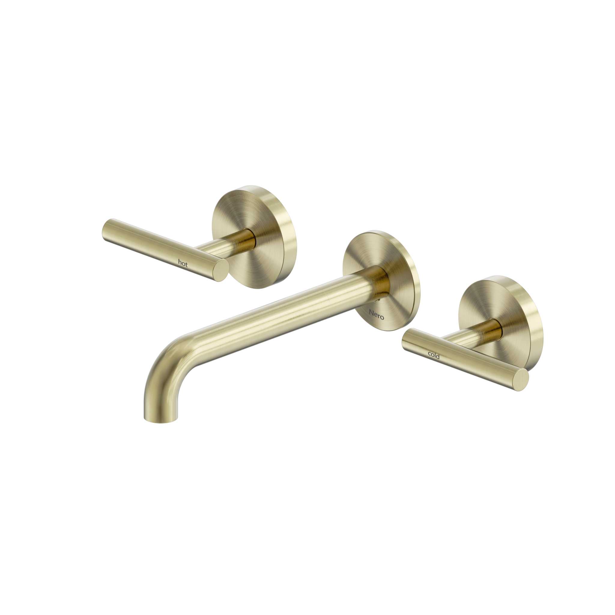 Mecca Lever Wall Basin/Bath Set 185mm Spout Brushed Gold
