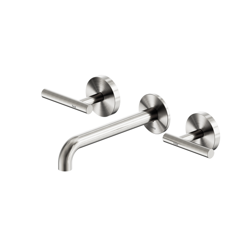 Mecca Lever Wall Basin/Bath Set 185mm Spout Brushed Nickel