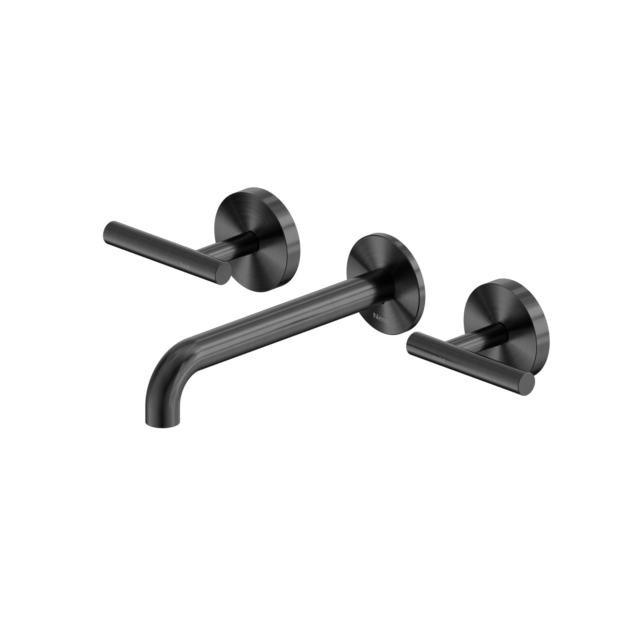 Mecca Lever Wall Basin/Bath Set 185mm Spout Gun Metal