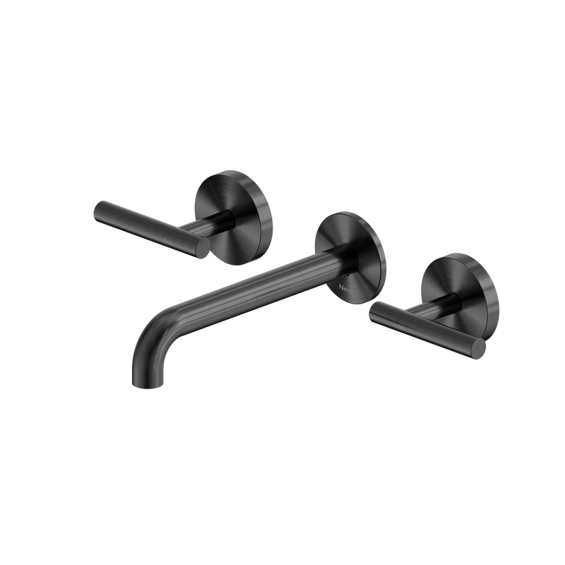 Mecca Lever Wall Basin/Bath Set 185mm Spout Gun Metal