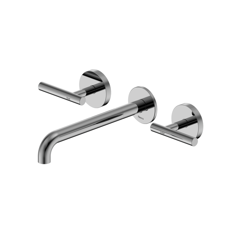 Mecca Lever Wall Basin/Bath Set 220mm Spout Chrome
