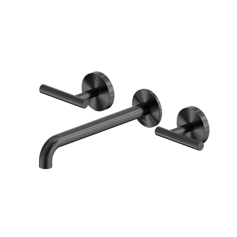 Mecca Lever Wall Basin/Bath Set 220mm Spout Gun Metal