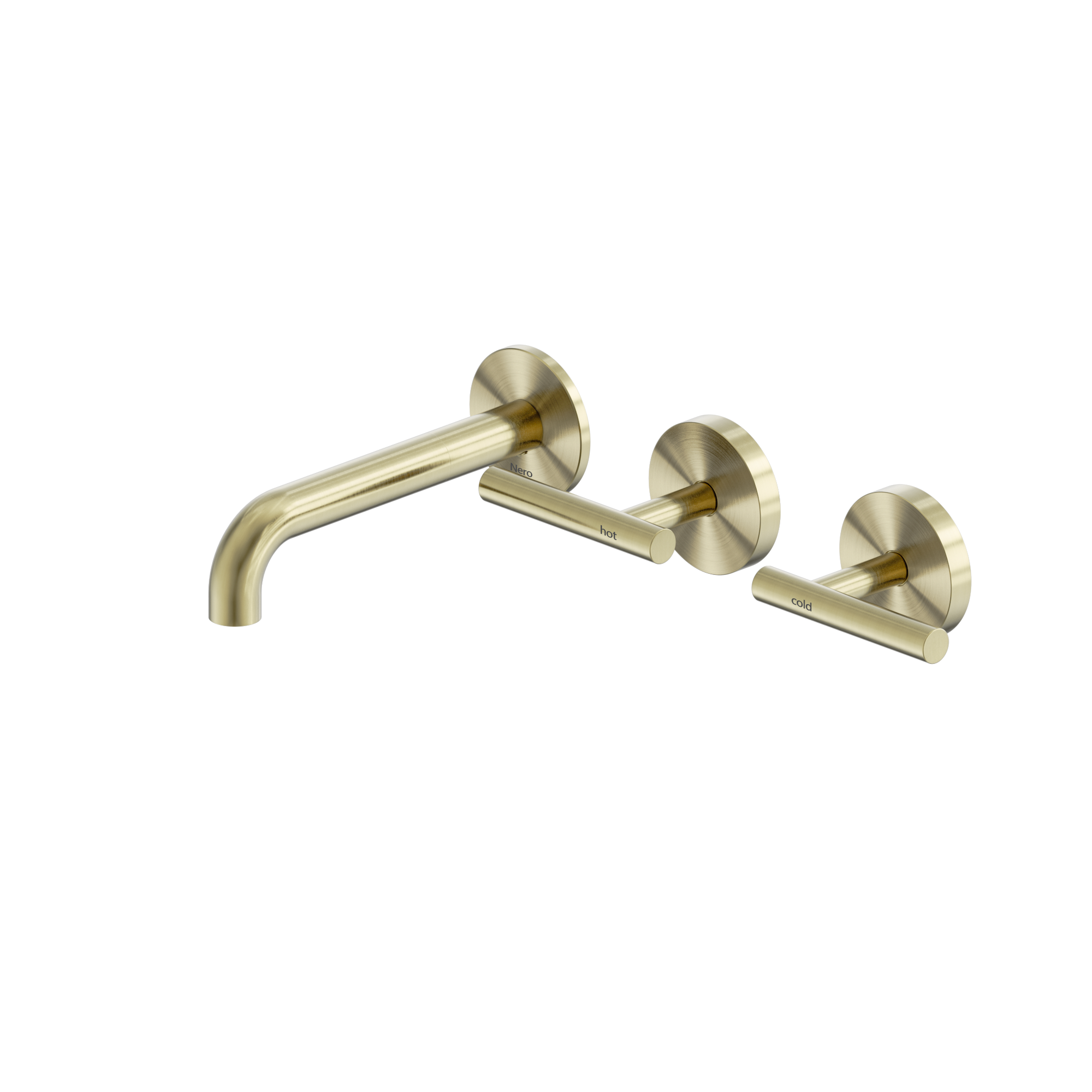Mecca Lever Wall Basin/Bath Set 160mm Offset Spout Brushed Gold