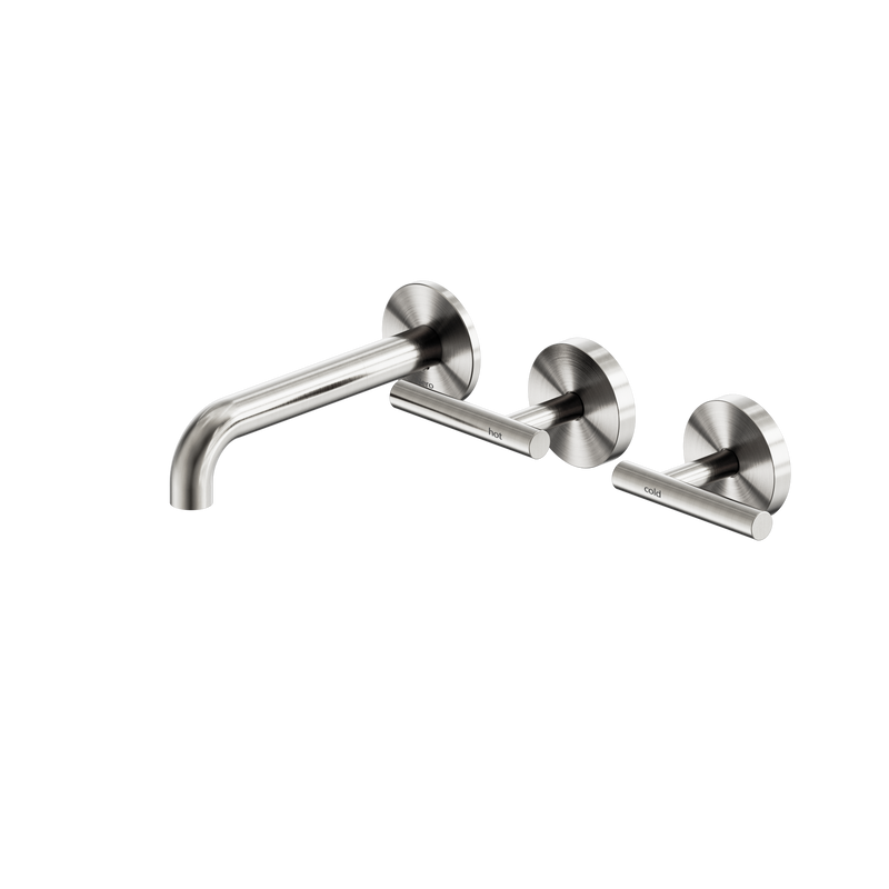 Mecca Lever Wall Basin/Bath Set 160mm Offset Spout Brushed Nickel