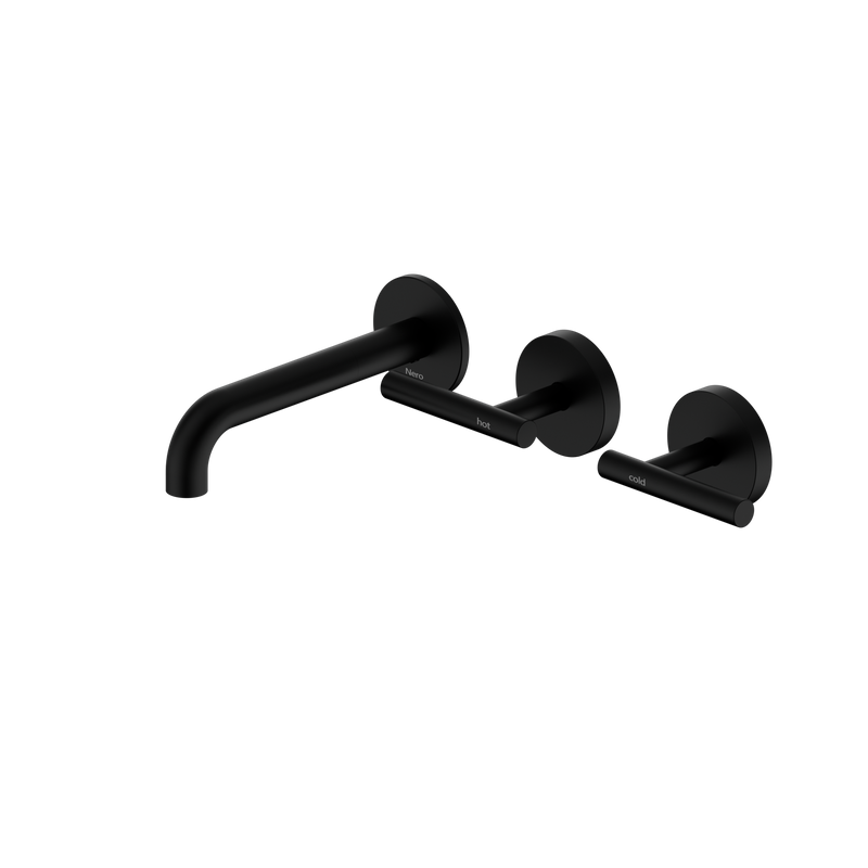 Mecca Lever Wall Basin/Bath Set 160mm Offset Spout Matte Black