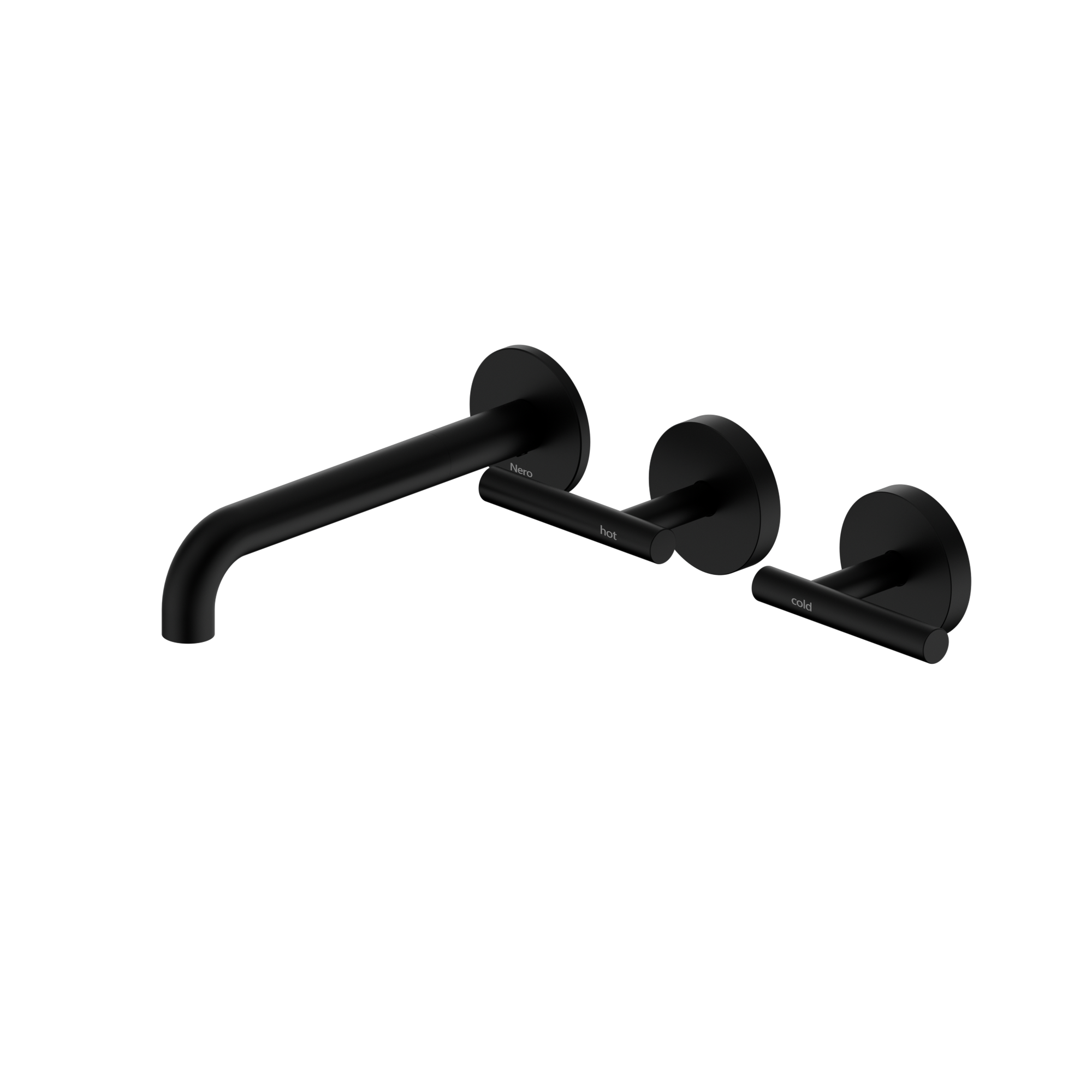 Mecca Lever Wall Basin/Bath Set 185mm Offset Spout Matte Black
