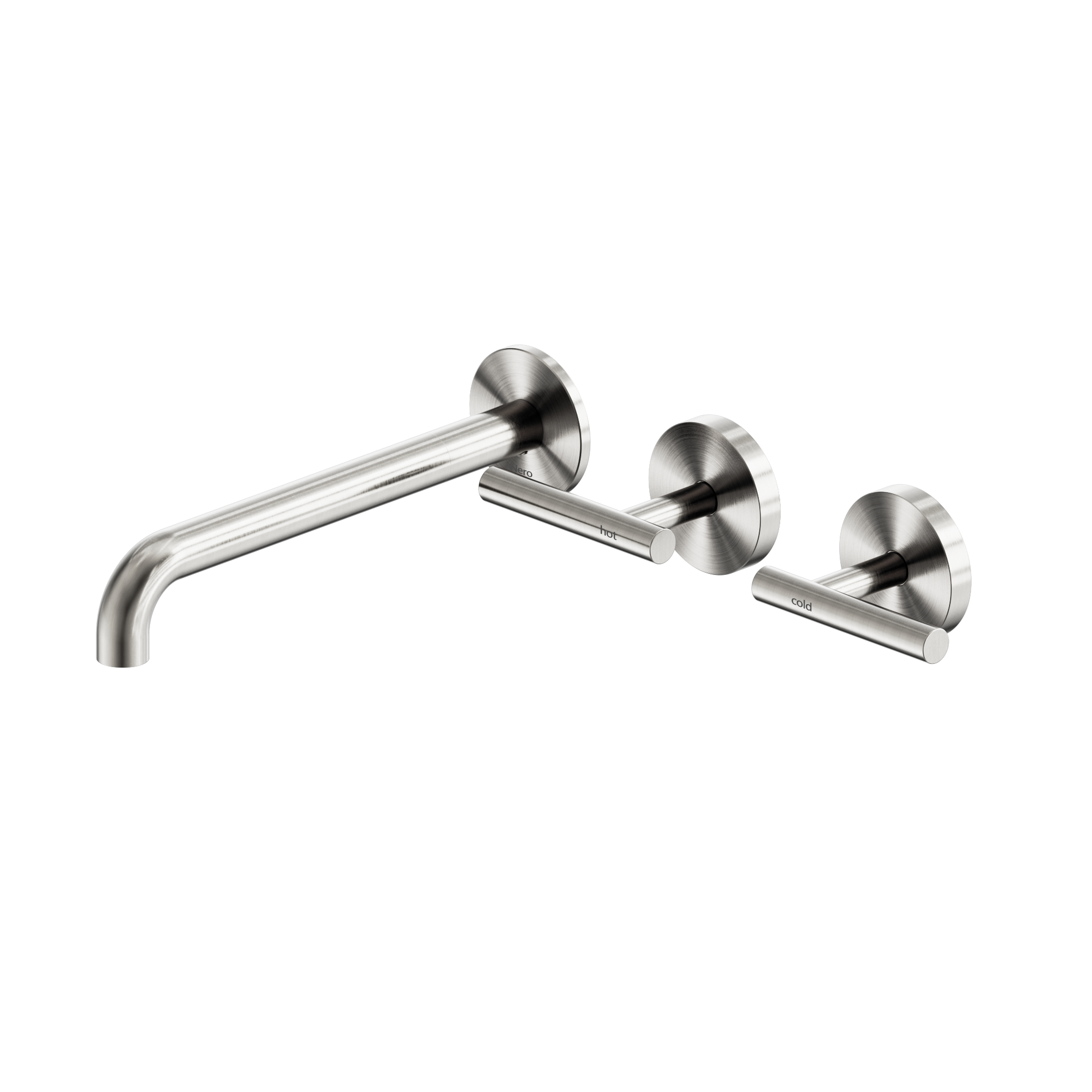 Mecca Lever Wall Basin/Bath Set 220mm Offset Spout Brushed Nickel