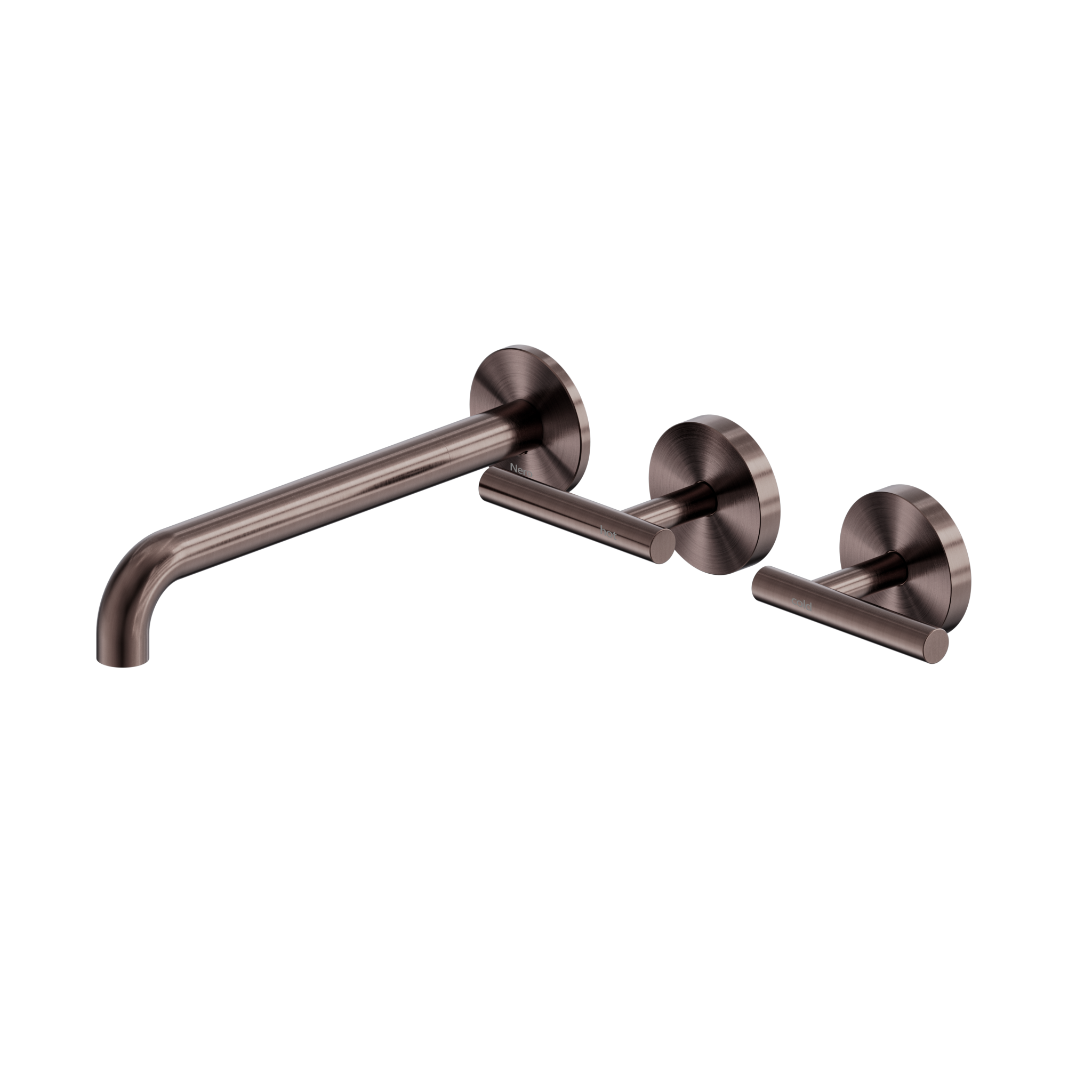 Mecca Lever Wall Basin/Bath Set 220mm Offset Spout Brushed Bronze