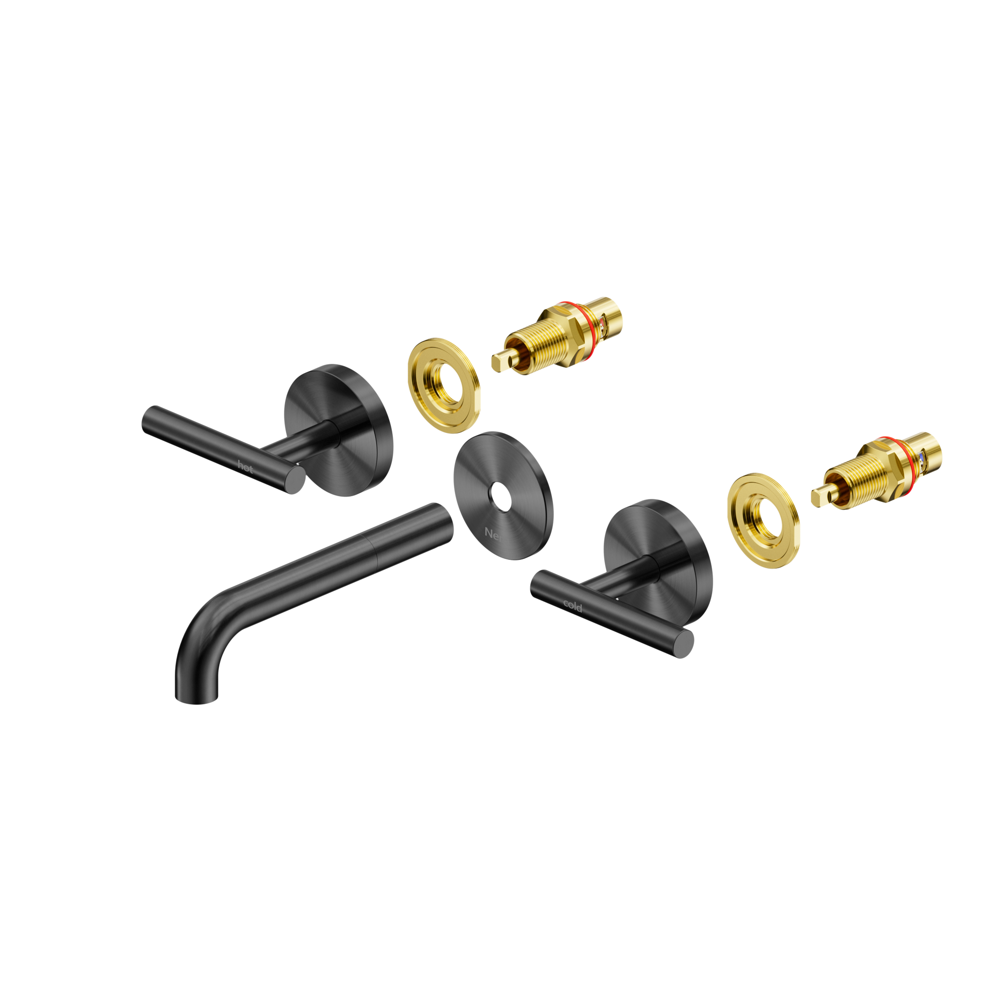 Mecca Lever Wall Basin/Bath Set 160mm Spout Trim kits Only Gun Metal