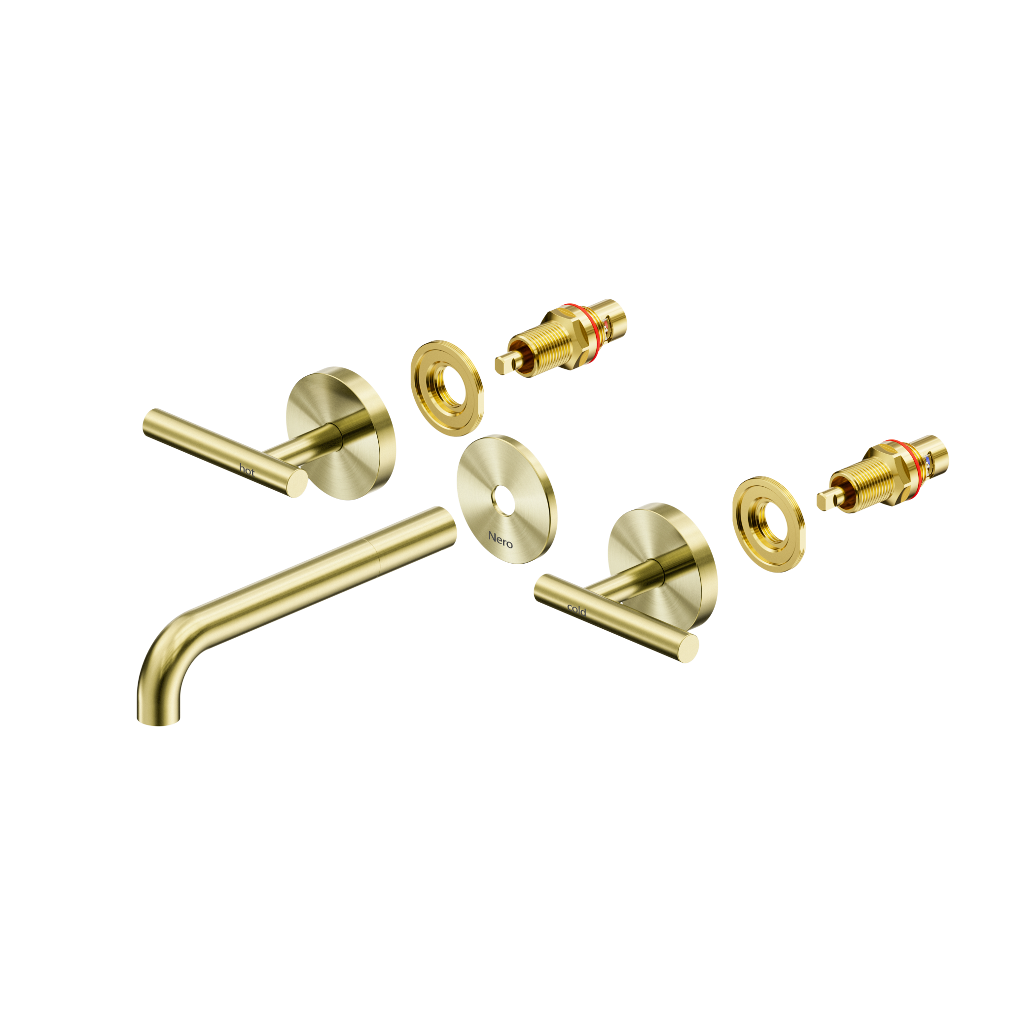 Mecca Lever Wall Basin/Bath Set 185mm Spout Trim kits Only Brushed Gold