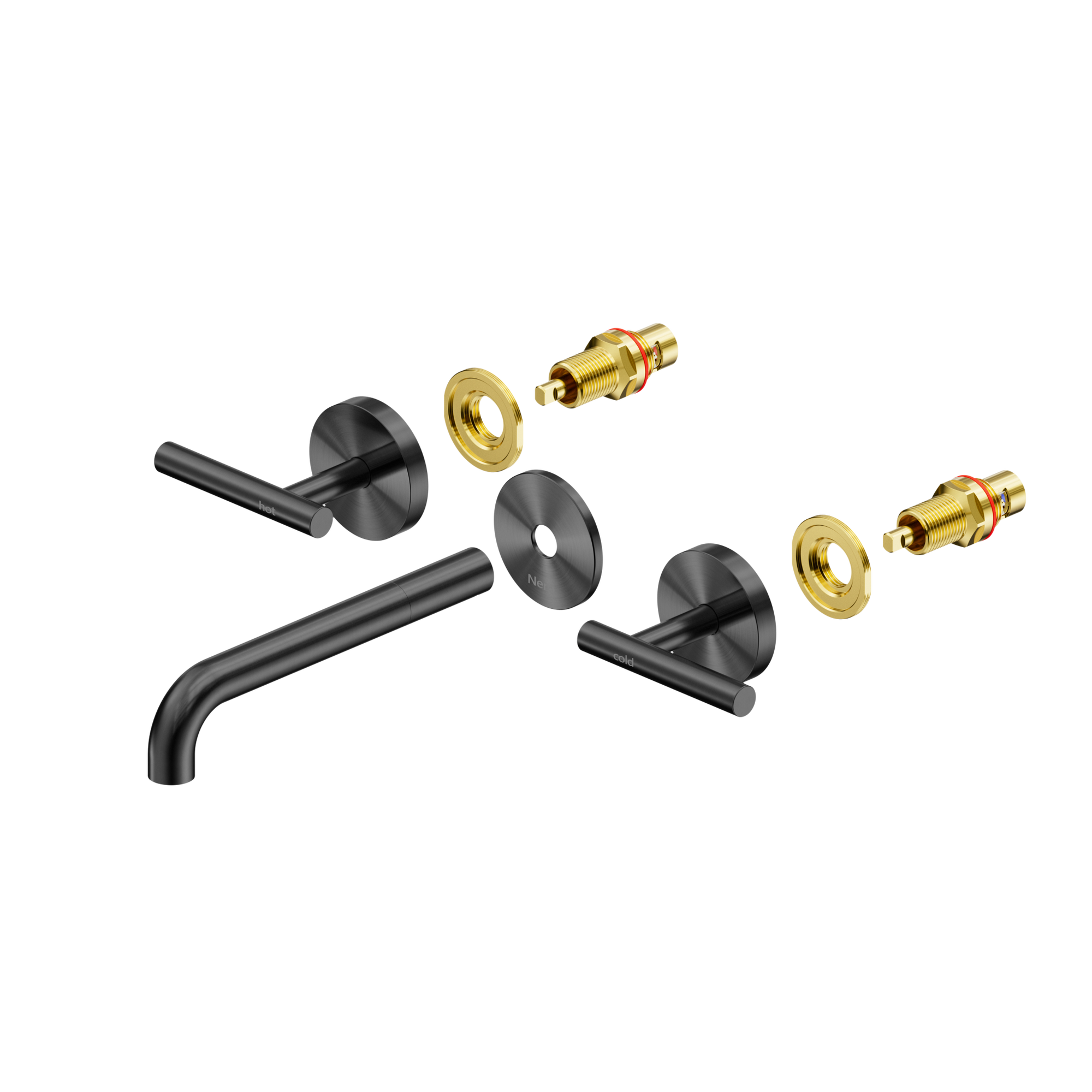 Mecca Lever Wall Basin/Bath Set 185mm Spout Trim kits Only Gun Metal