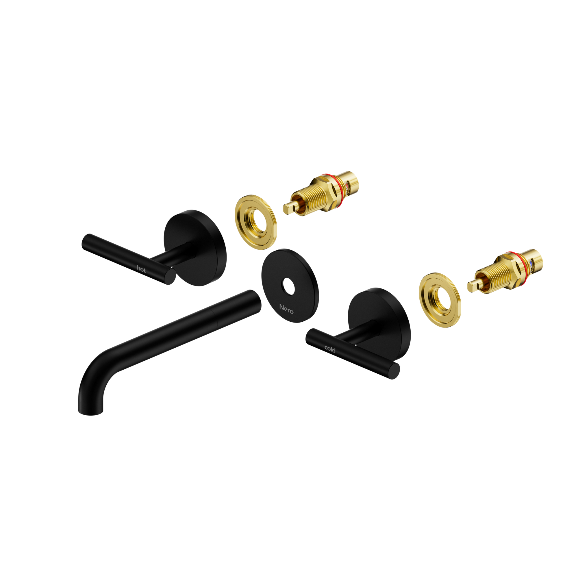 Mecca Lever Wall Basin/Bath Set 185mm Spout Trim kits Only Matte Black