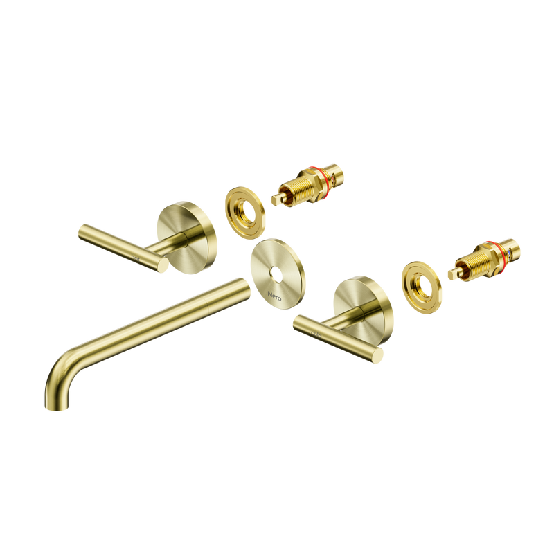 Mecca Lever Wall Basin/Bath Set 220mm Spout Trim kits Only Brushed Gold
