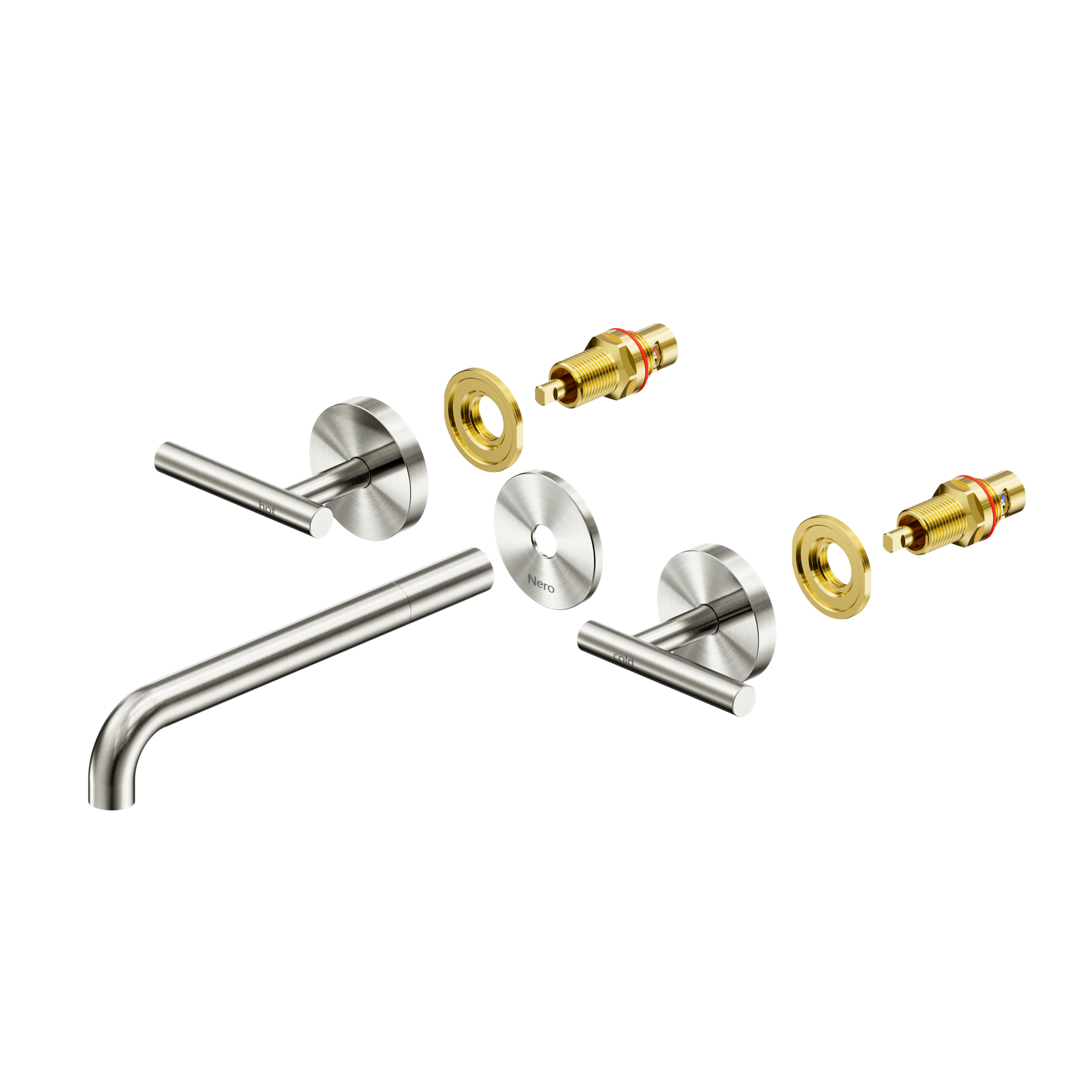 Mecca Lever Wall Basin/Bath Set 220mm Spout Trim kits Only Brushed Nickel