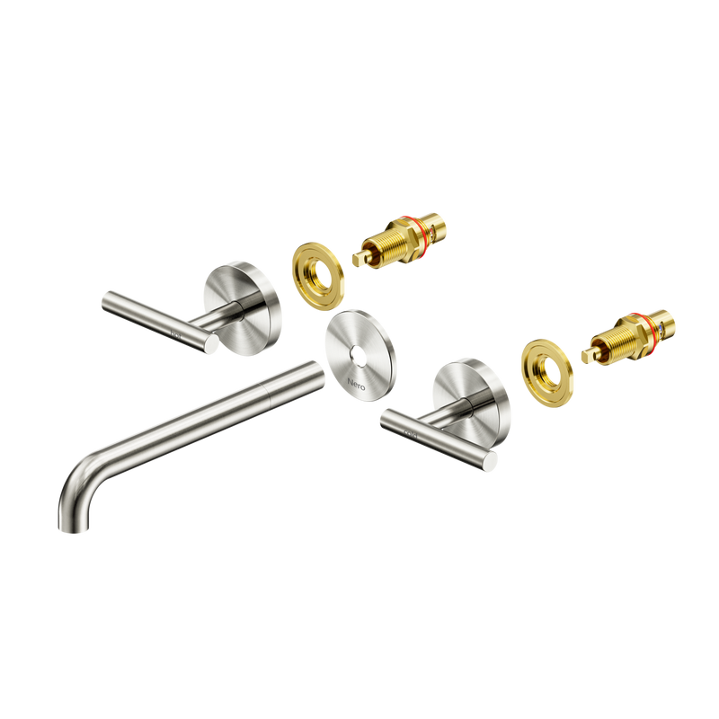 Mecca Lever Wall Basin/Bath Set 220mm Spout Trim kits Only Brushed Nickel