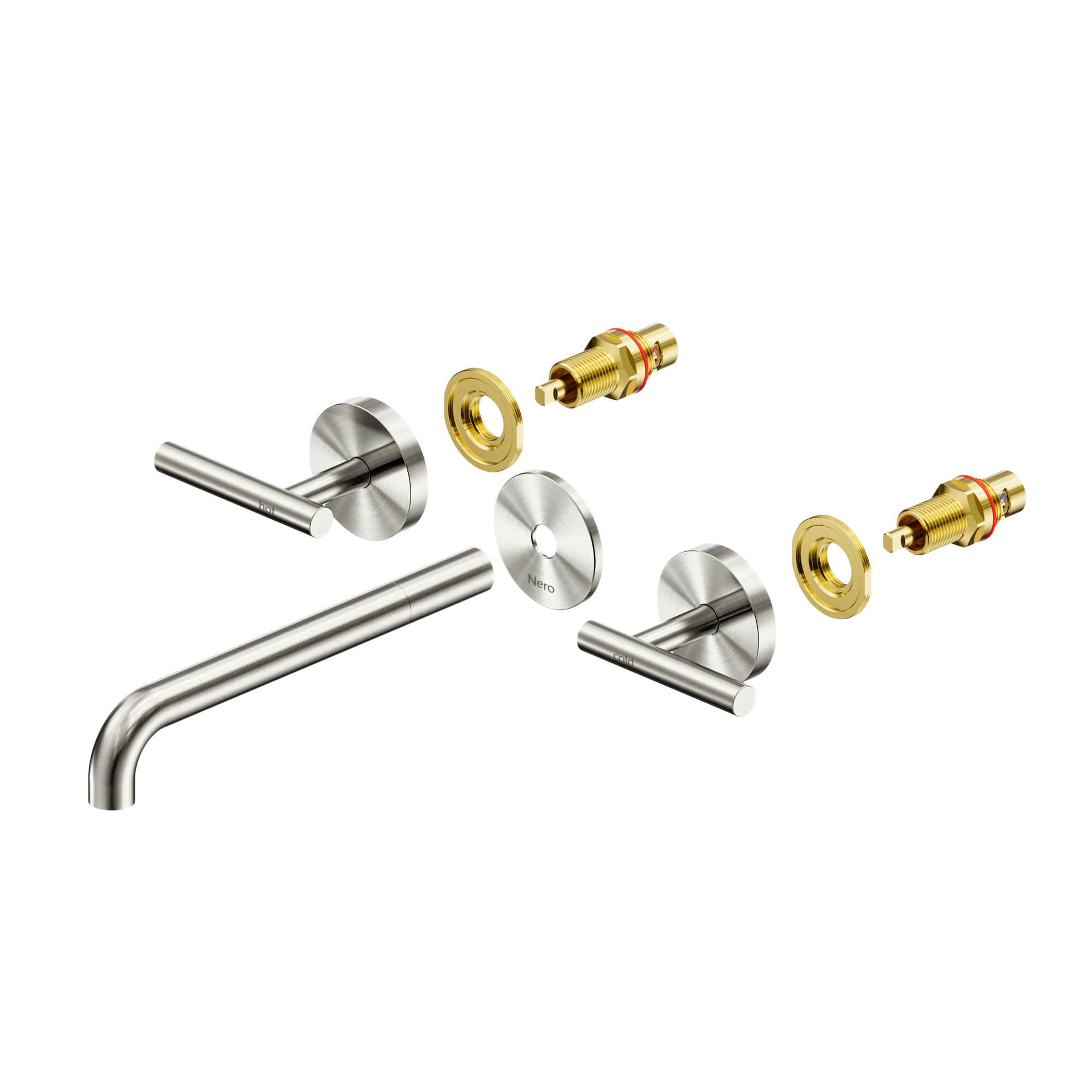 Mecca Lever Wall Basin/Bath Set 220mm Spout Trim kits Only Brushed Nickel