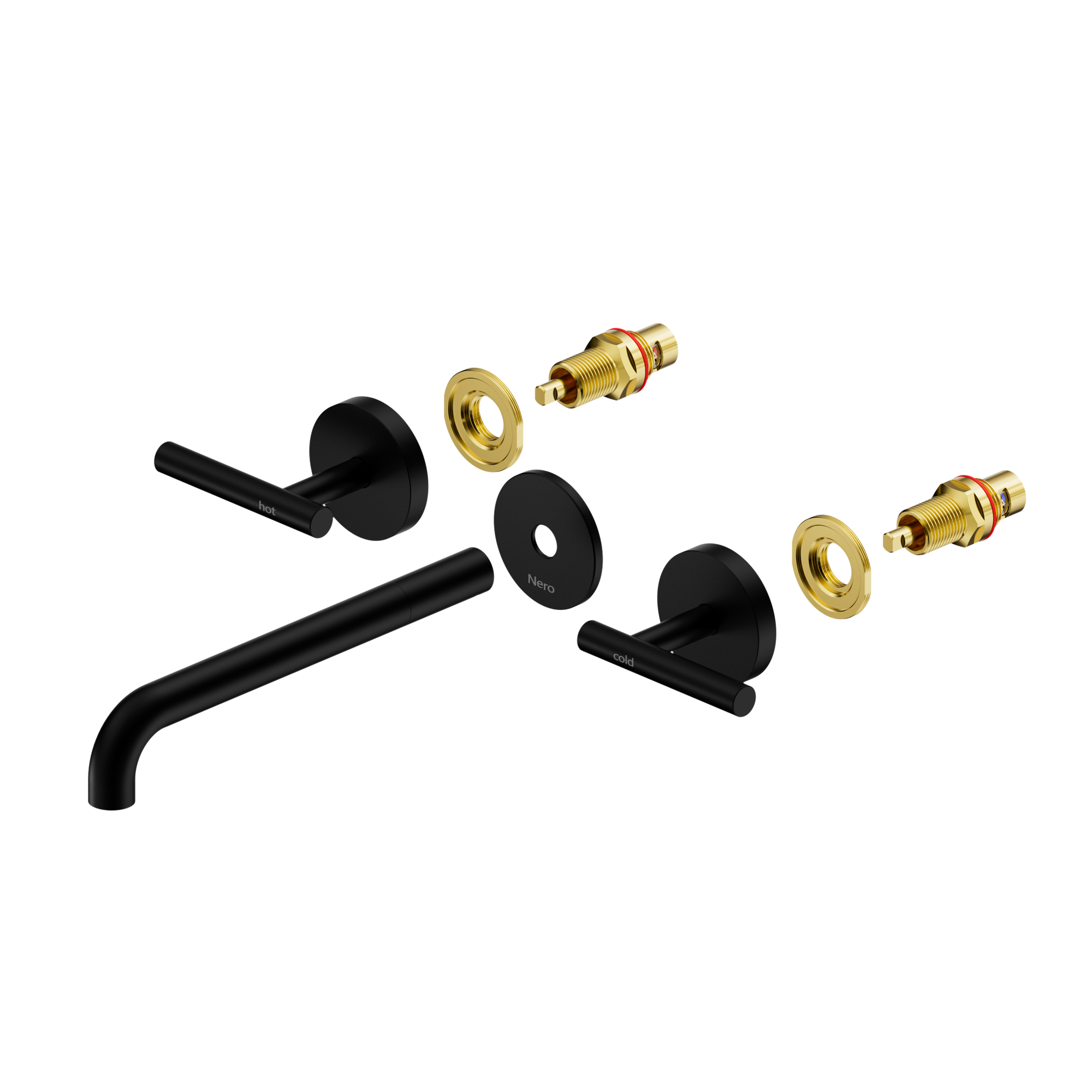 Mecca Lever Wall Basin/Bath Set 220mm Spout Trim kits Only Matte Black