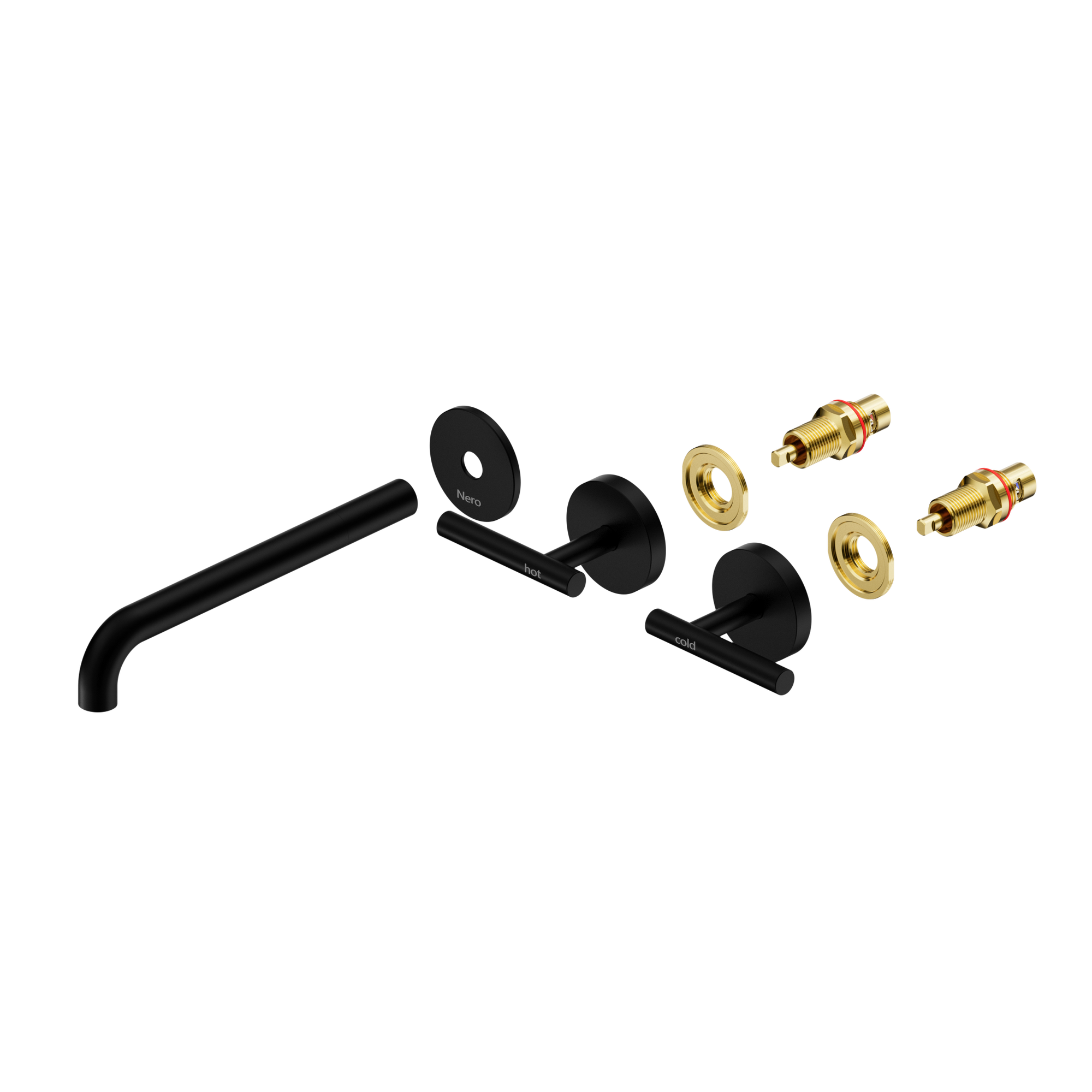 Mecca Lever Wall Basin/Bath Set 220mm Spout Trim kits Only Matte Black