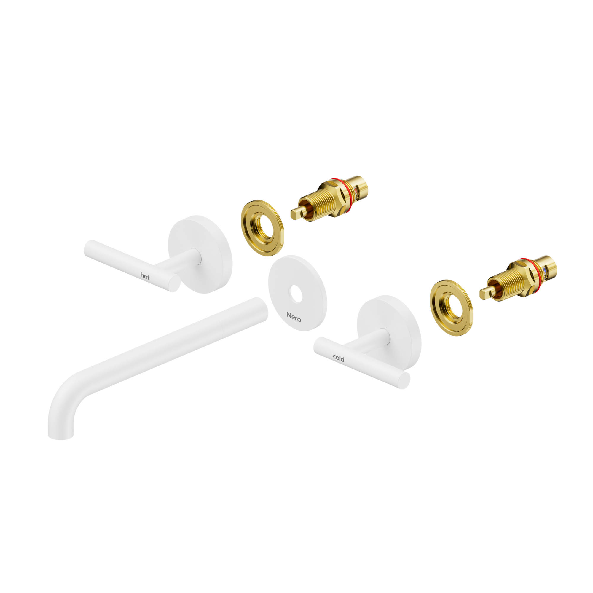 Mecca Lever Wall Basin/Bath Set 220mm Spout Trim kits Only Matte White