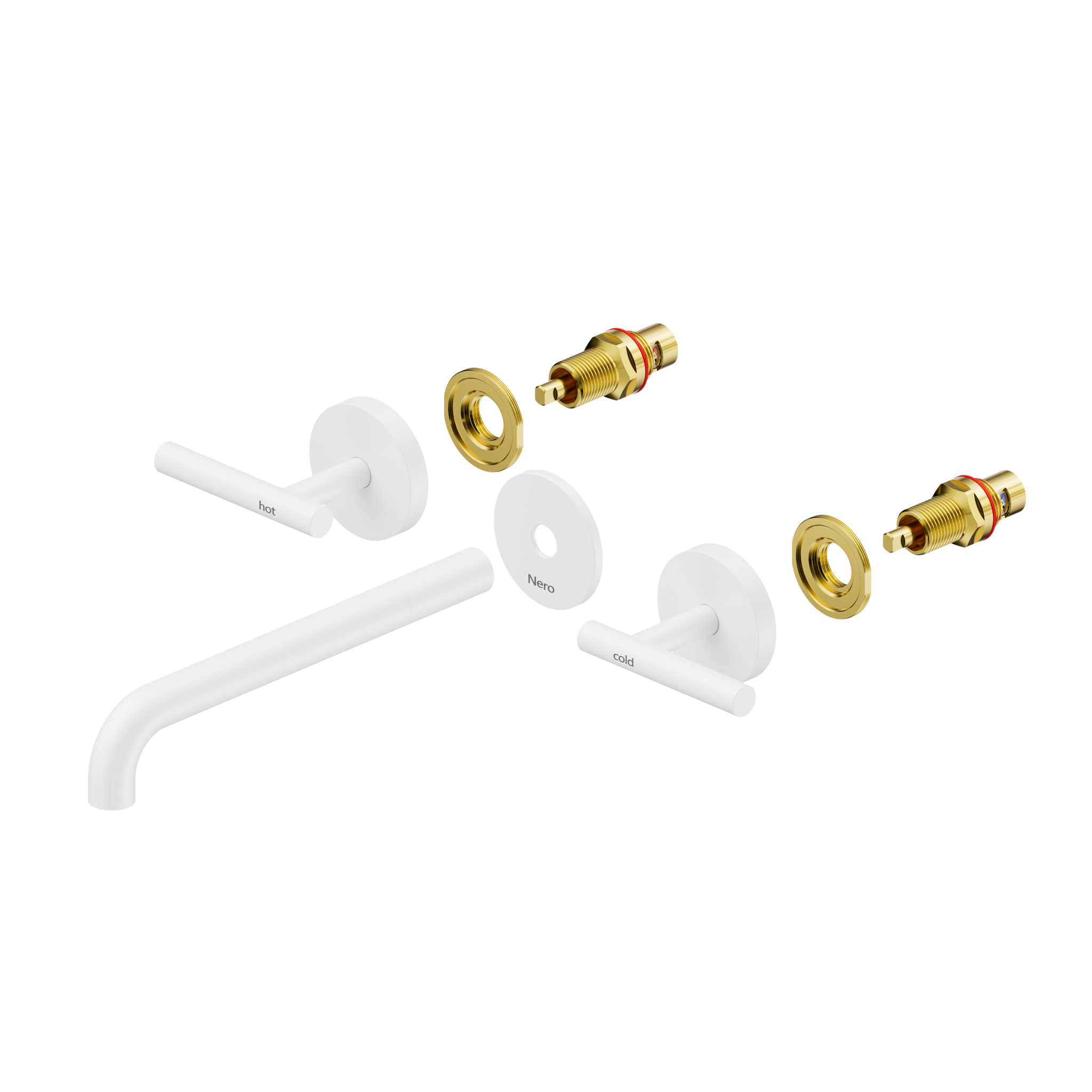 Mecca Lever Wall Basin/Bath Set 220mm Spout Trim kits Only Matte White