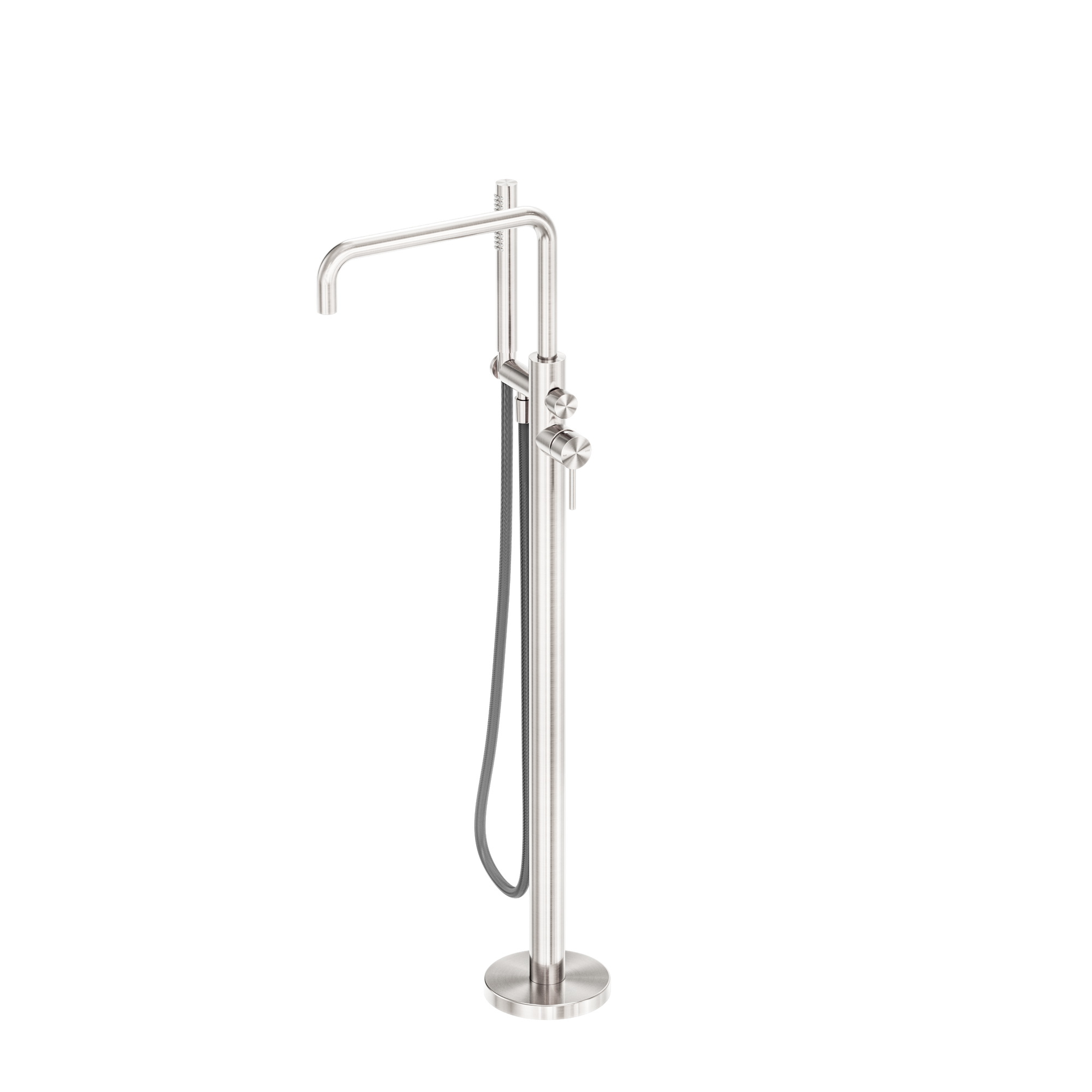 Zen SS316L Freestanding Bath Mixer With Outdoor Shower Hose Brushed Nickel