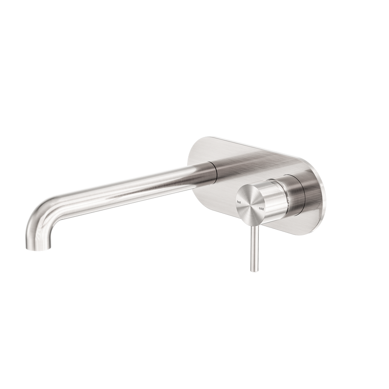 Zen SS316L Wall Basin/Bath Mixer 230mm Spout Brushed Nickel