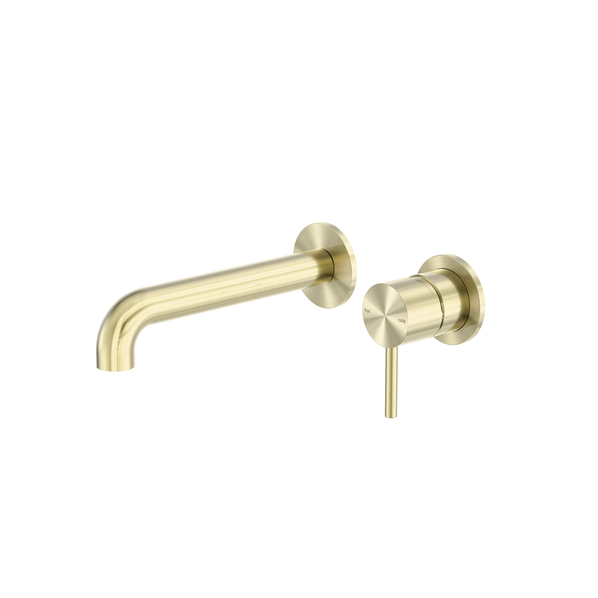 Zen SS316L Wall Basin/Bath Mixer Separate Back Plate 185mm Spout Brushed Gold