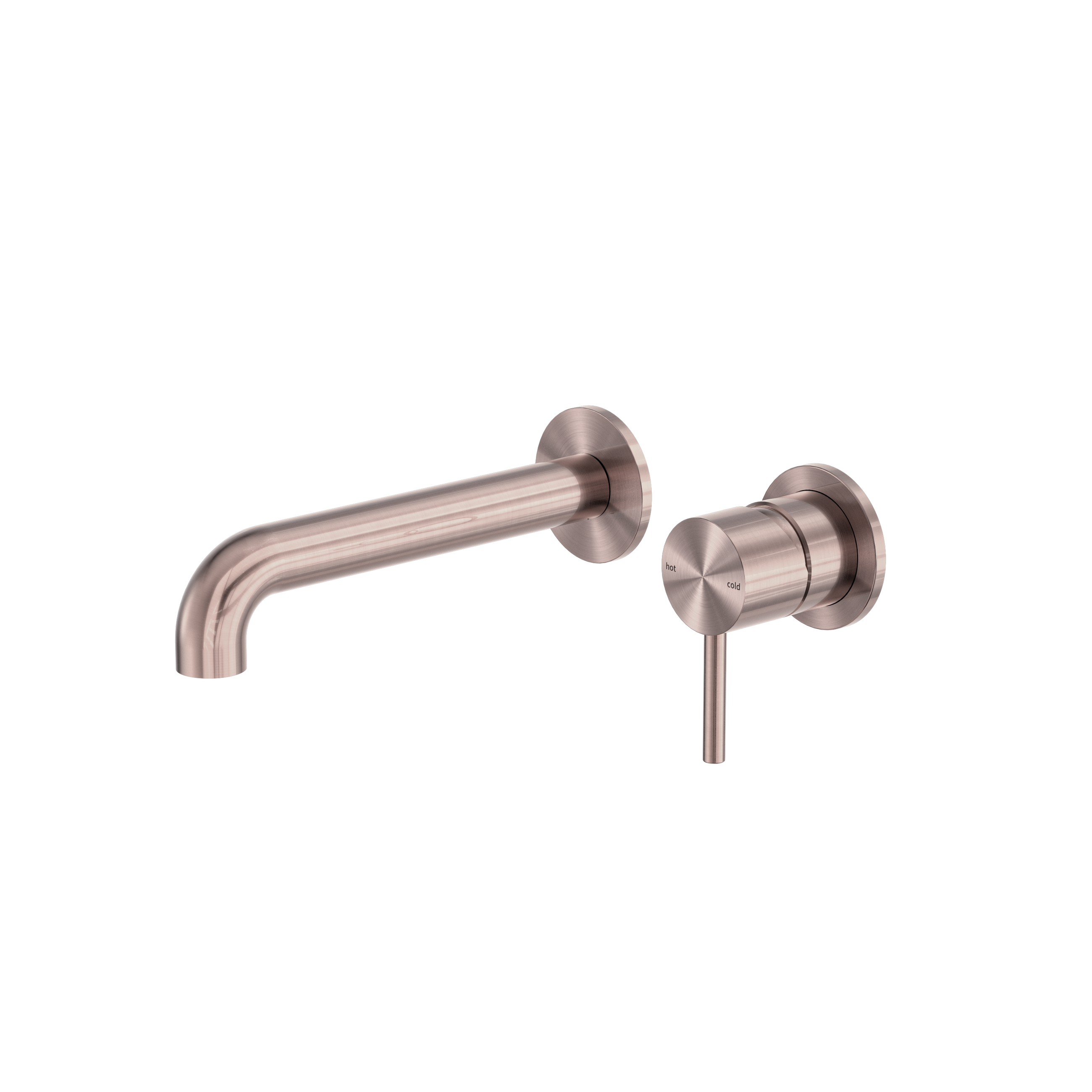 Zen SS316L Wall Basin/Bath Mixer Separate Back Plate 185mm Spout Brushed Bronze