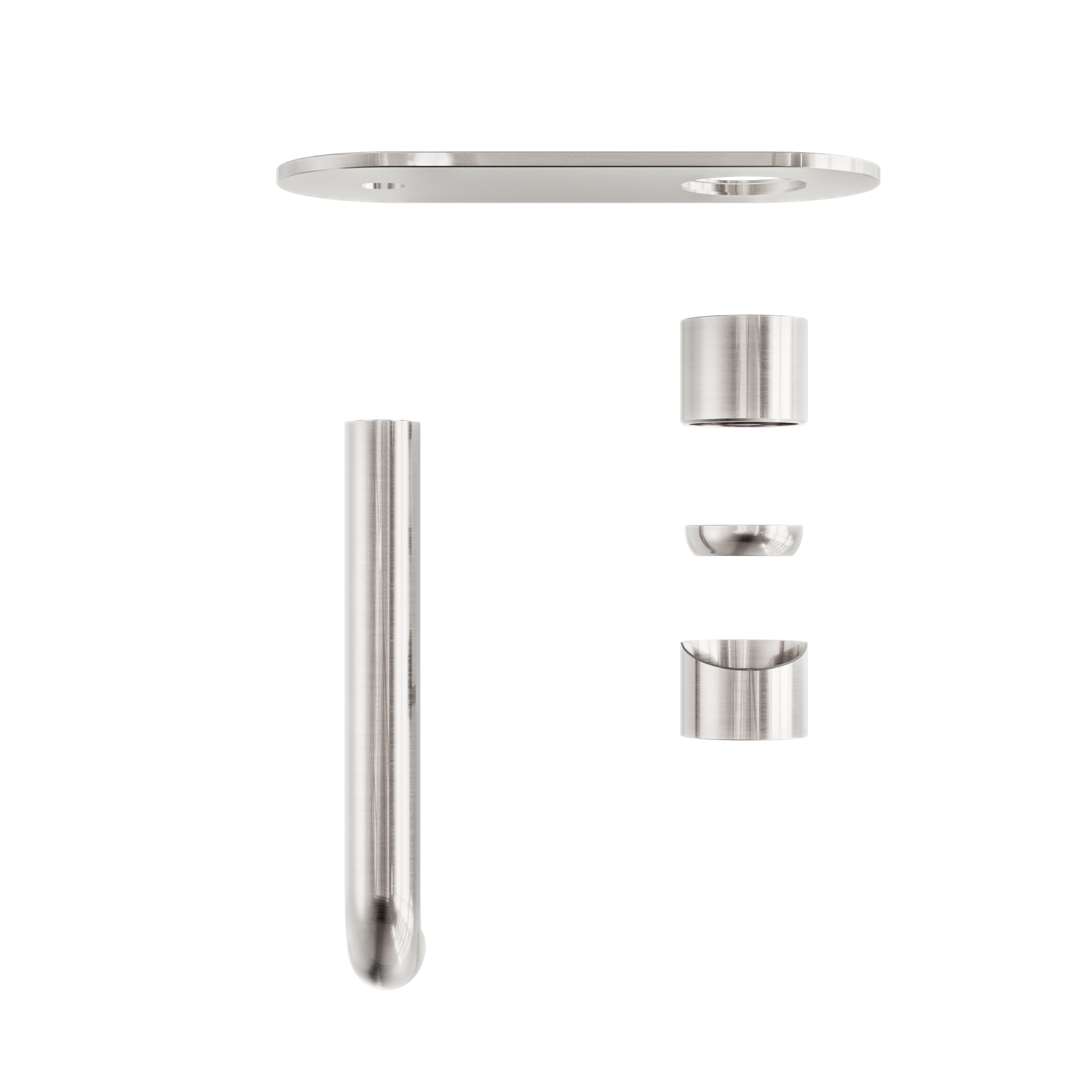 Zen SS316L Wall Basin/Bath Mixer 185mm Spout Trim Kits Only Brushed Nickel
