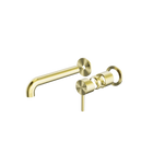 Zen SS316L Wall Basin/Bath Mixer Separate Back Plate 185mm Spout Trim Kits Only Brushed Gold